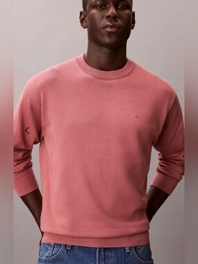 Calvin Klein Washed Terry Classic Crewneck Sweatshirt in Light Mahogany (large)